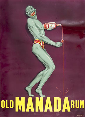 Original Signed Antique French Art Deco Advertising Poster - Old Manada Rum , c. 1930