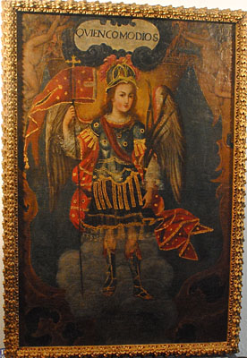 School of Cuzco Peru Oil Painting - The glorification of San Miguel Arcángel , c. 1800