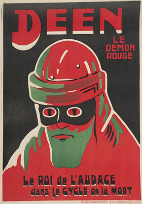 Original Antique 1903 French Cycling Poster - Le Demon Rouge Le Roi de L'Audace dans Le Cycle de la Morte, c.1903