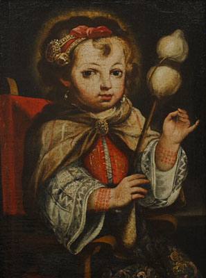 Italian Baroque Old Master - Italian, c. 1650 - Ragaza con un Alberino (Young Girl with a Spindle) 