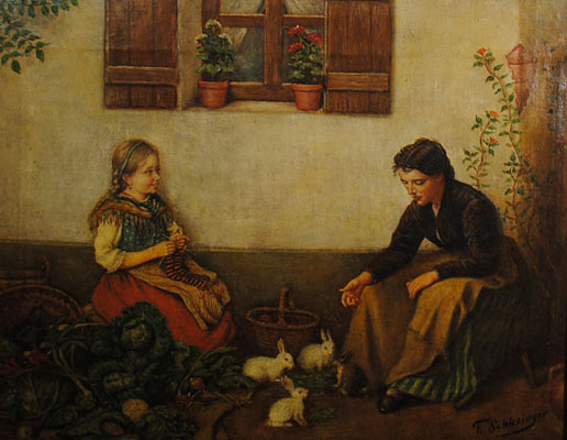 Felix Schlesinger - German, 1833-1910 - Abendessen für die Kaninchen, c. 1860