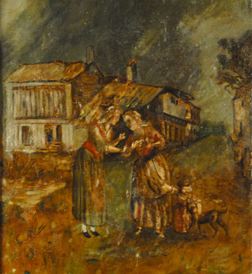 Frederick Von Reiter - Austrian Expressionist, 1846-1927 - Zwei Frauen, ein Mädchen und ein Hund, 1877
